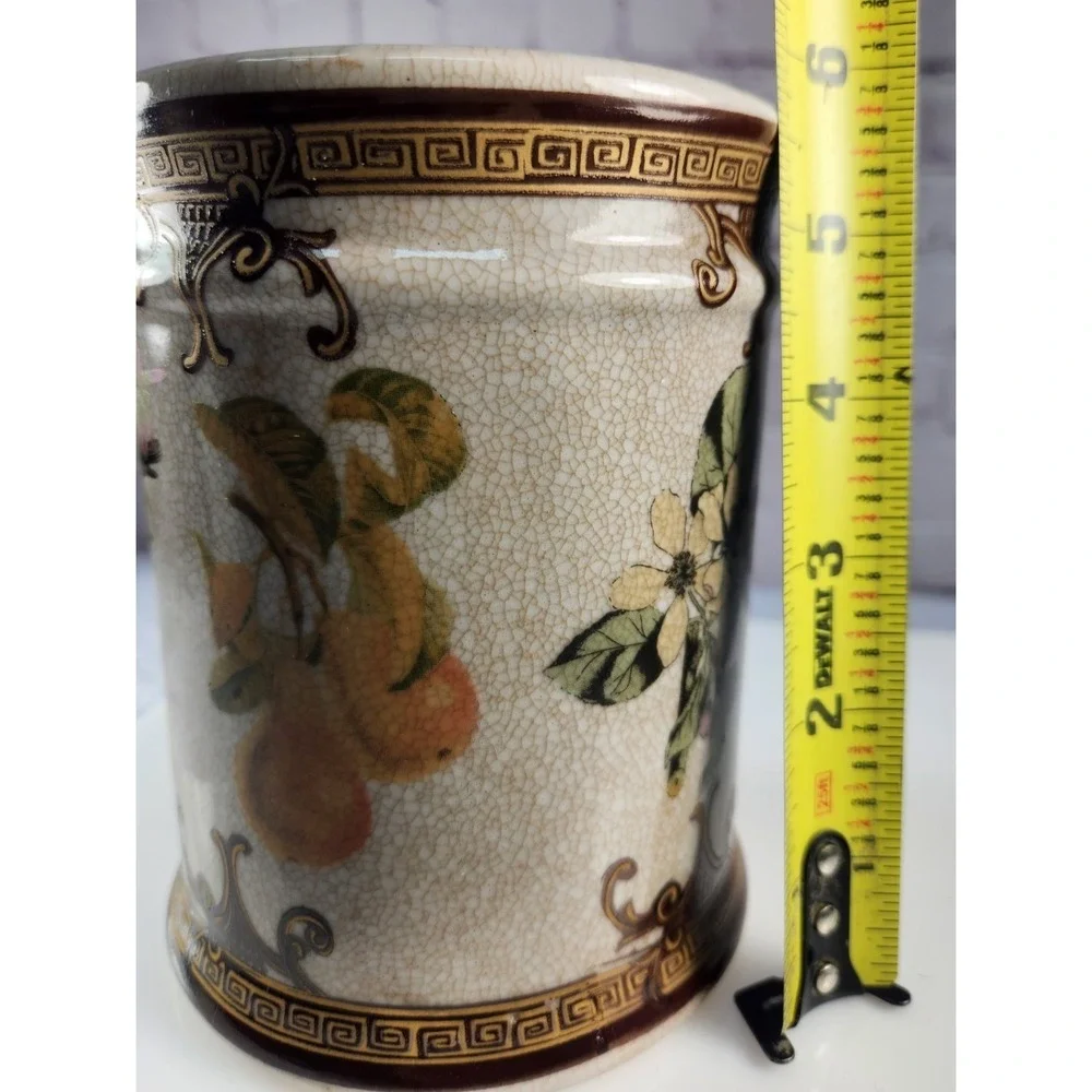 Vintage Japanese Satsuma Ware Hand Painted Fruit Pears Hummingbirds